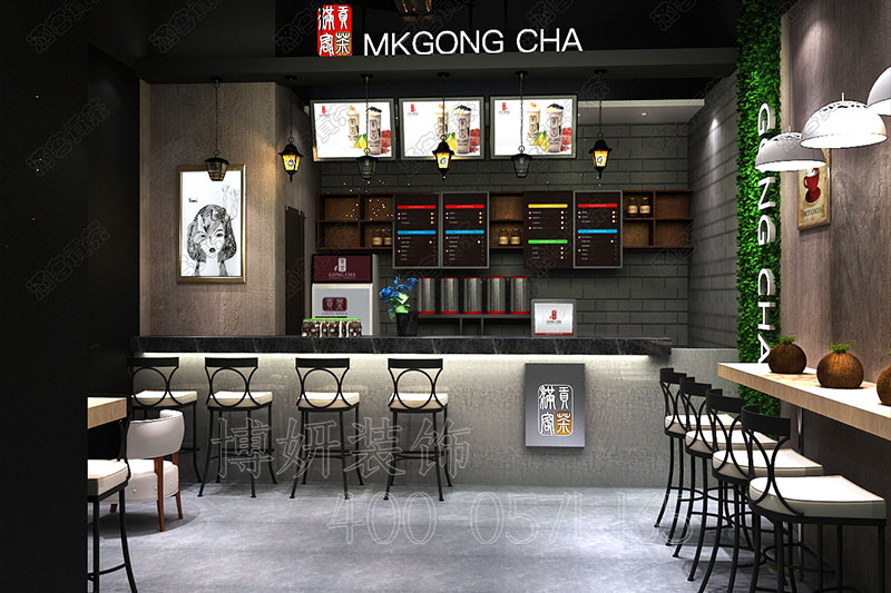茶饮店装修设计,奶茶店案例效果图