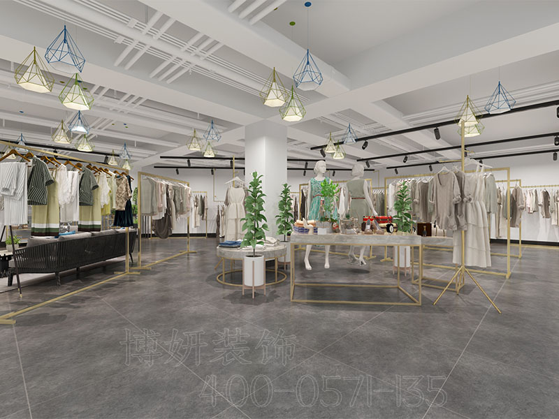 下沙服装店装修,服装店装潢实景图,杭州服装店装修