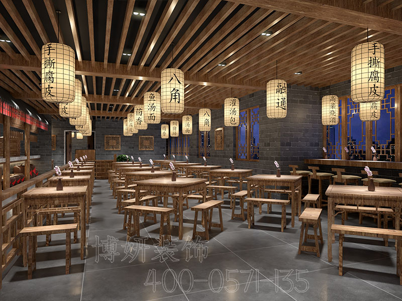 杭州专业中式快餐店装修设计风格，附近快餐店装修公司，简简单单一日三餐